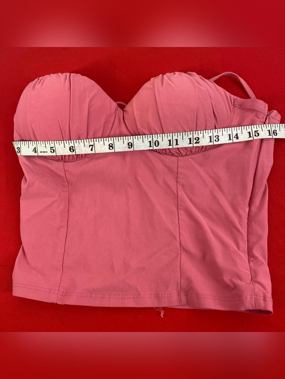 Active USA Pink Bustier Corset Top Size M Ruched Underwire Camisole Crop Top - Picture 7 of 7
